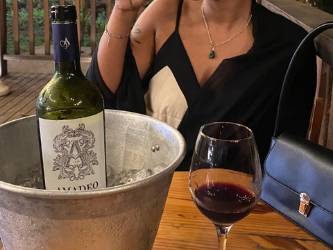 woman drinking red wine